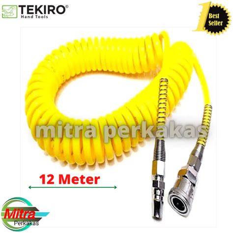 Tekiro Recoil Hose Meter Selang Angin Kompresor Spiral Kuning