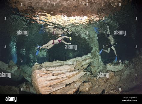 Tourists swim in the Cenote Dos Ojos,Playa del Carmen,Yucatan peninsula,Mexico Stock Photo - Alamy