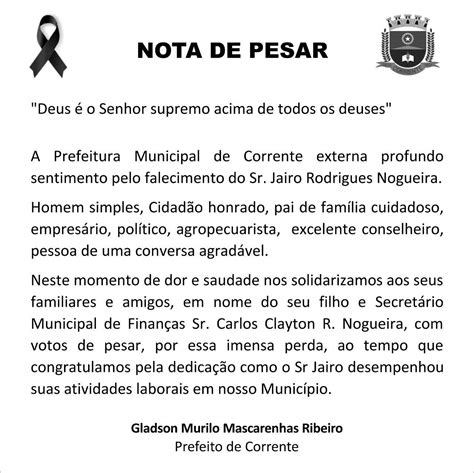 Prefeitura Emite Nota De Pesar Pela Morte Do Pai Do Secretário De