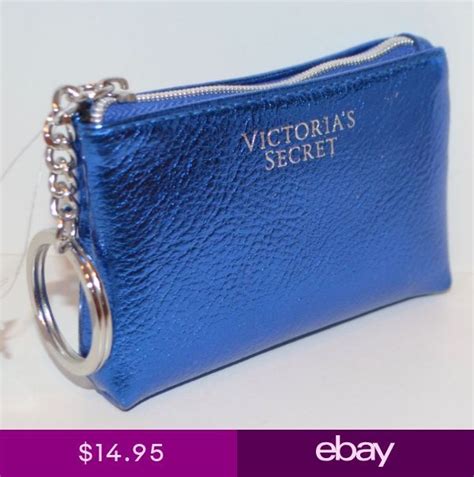 New Victorias Secret Blue Metallic Credit Card Holder Pouch Case Bag