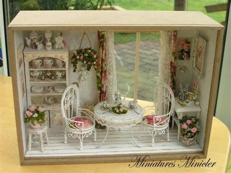 Dollhouse Miniature RoomBox Sitting Nook By The French Window