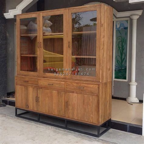 Industrial Display Cabinet Lemari Pajangan Almari Hias Minimalis Kayu