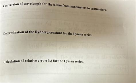 Solved Table 1 Determination Of Rydberg Constant Using The