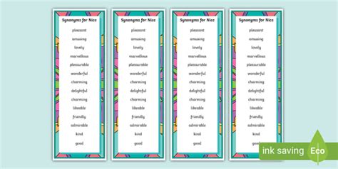 Synonyms For Nice Bookmark Lehrer Gemacht Twinkl