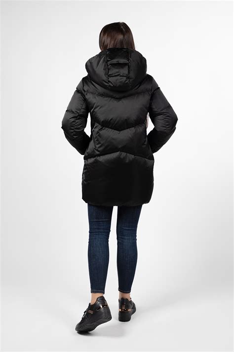 MADZERINI, Geaca cu umplutura de puf si gluga detasabila Ambra, Negru ...