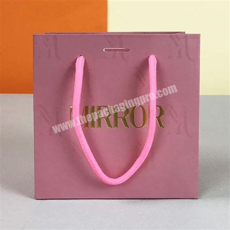 Lipack Custom Design Hot Stamping Uv Printing Carry Paper Bag Pink Paper Gift Bag With Ribbon