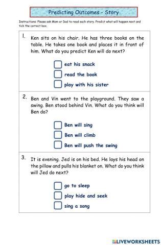 predicting outcomes worksheets  predicting outcomes ideas teaching