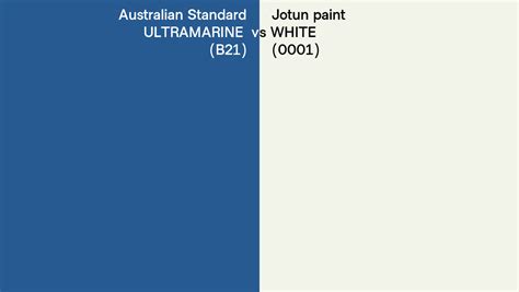 Australian Standard ULTRAMARINE B21 Vs Jotun Paint WHITE 0001 Side