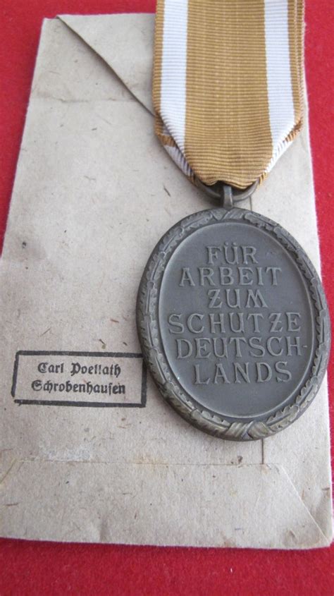 Third Reich West Wall Medal In Packet Of Issue Item Military