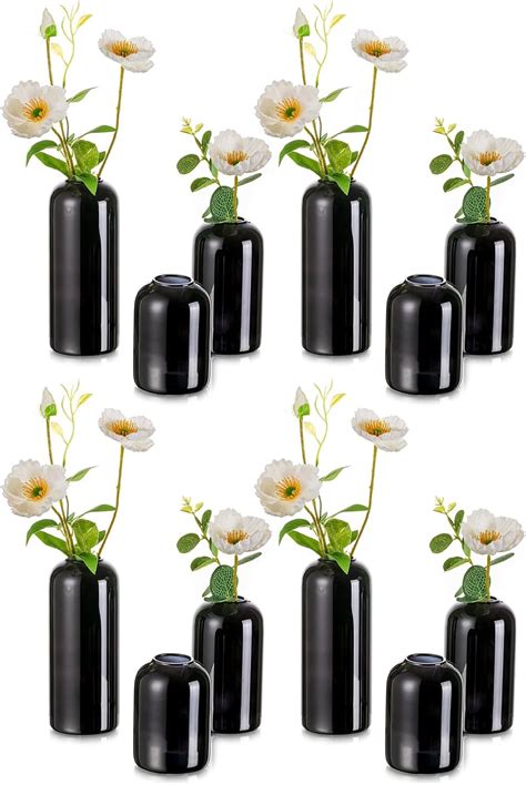 Amazon Black Glass Bud Vases For Flowers Hewory Set Of 12 Blown