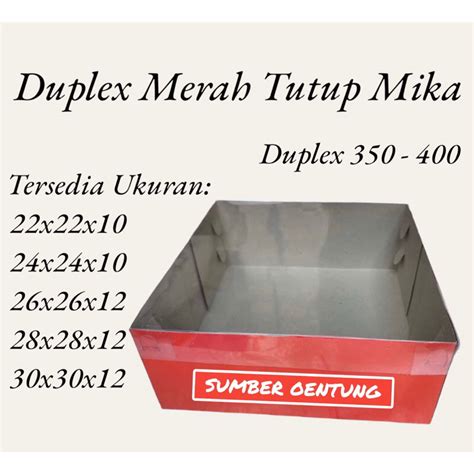 Jual 10PCS DUPLEX MERAH POLOS TUTUP MIKA KARTON KOTAK BOX HAMPERS KUE