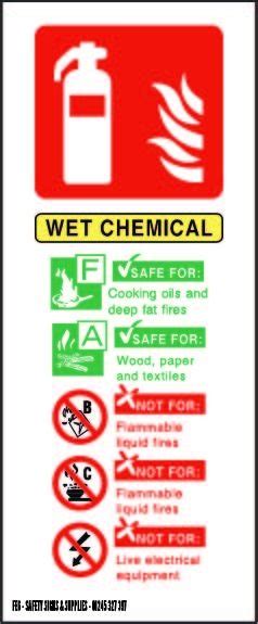 82mm X 202mm Wet Chemical Id Safety Signs Uk Ltd