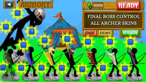 Final Giant Boss Controls All Skin Archer Vs Golden Archer Stick War