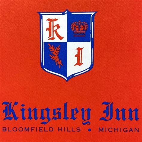 VINTAGE 1961 KINGSLEY Inn Restaurant Menu Bloomfield Hills Michigan £48 ...