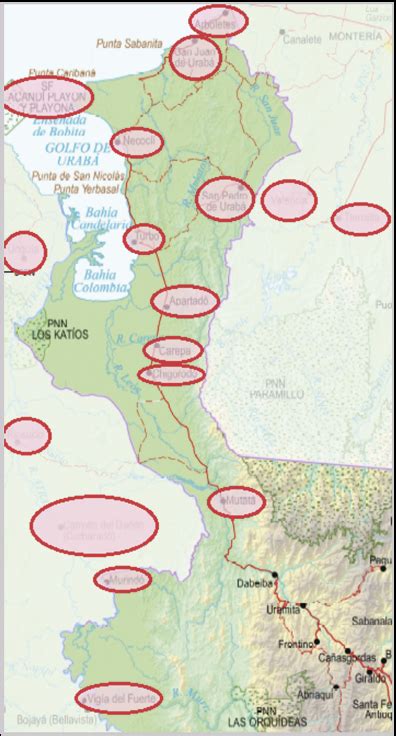 Mapa de la región de Urabá Fuente Instituto Geográfico Agustín Codazzi