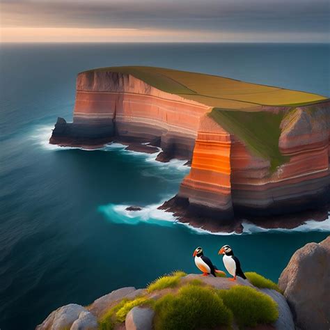 Premium AI Image | Sea cliffs with puffins