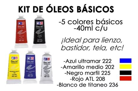 Set Pintura Oleo Tubos Colores Primarios Lienzos Pinceles En