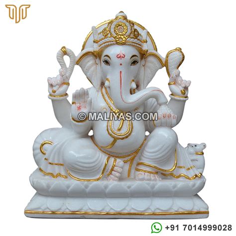 Traditional Jaipur Dancing Marble Ganesha Statue Standing Ganesha