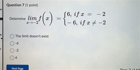 Question 7 1 Point Determine Lim X Arrow 2 F StudyX