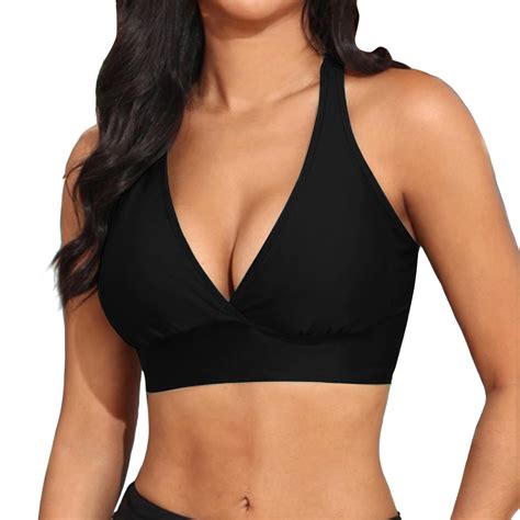 Anineo Women Elastic Swimwear Tops Underwire Full Coverage Bikini Tops Push Up Swim Crop Tops