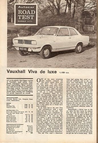 Vauxhall Viva De Luxe HB Road Test 1966 1 KXD10D No Da Trigger