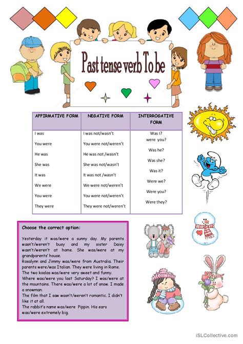 Past Tense Verb To Be Espa Ol Ele Hojas De Trabajo Pdf Doc