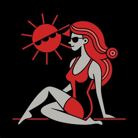 Femme en bikini fille d été en vacances maillot de bain de plage dessin animé stylé dessiné à