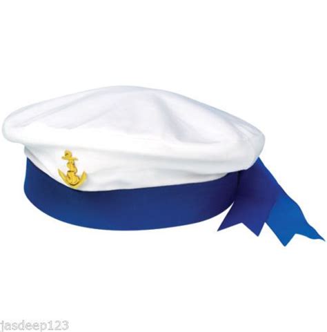 Details about Sailor Captain Blue Hat Fancy Dress Navy Marine Unisex ...