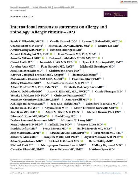 Consenso Internacional Rinitis Al Rgica Ifar E Udocz