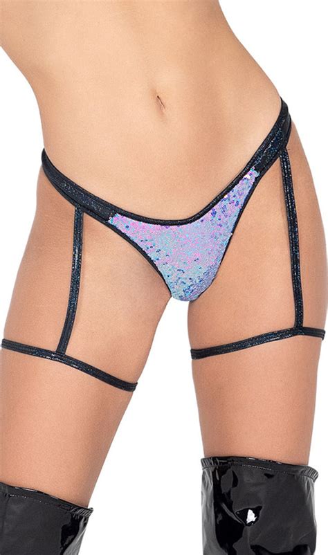 Sequin Mini Shorts Garters Jade Blue