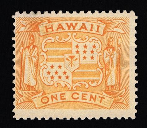 Very Nice Genuine Hawaii Scott 74 F Vf Mint NG 1894 Yellow Coat Of