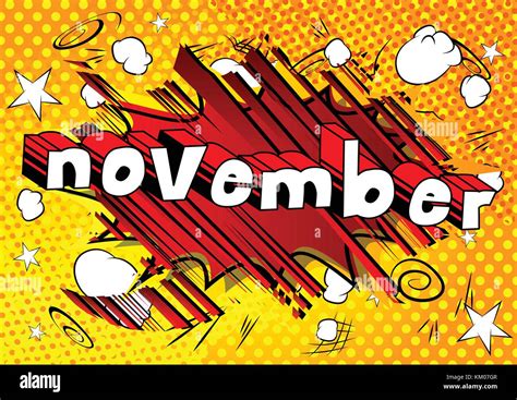 November Comic Book Style Word On Abstract Background Stock Vector