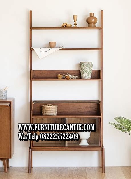 Rak Buku Kayu Jati Modern Simpel Toko Furniture Cantik Jepara