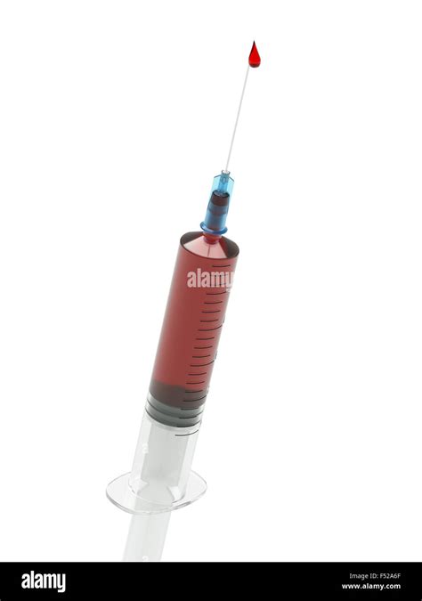 Syringe With Blood Sample Isolated On White Background Stock Photo Alamy