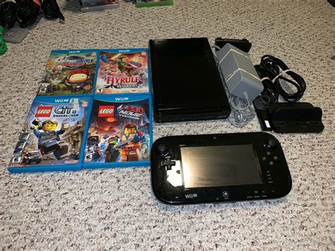 Nintendo Wii U Deluxe 32GB Gloomy Console Lot W 4 Video Games System