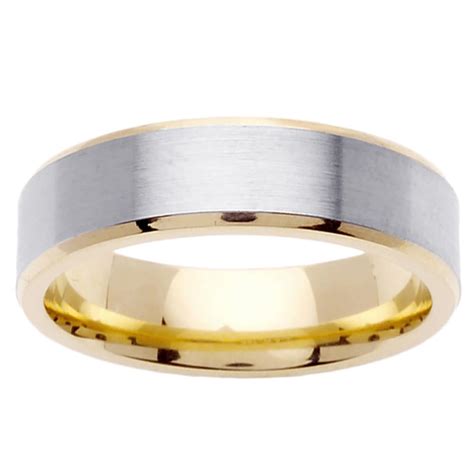 14k Two Tone Gold Mens Brushed Wedding Band 13841847