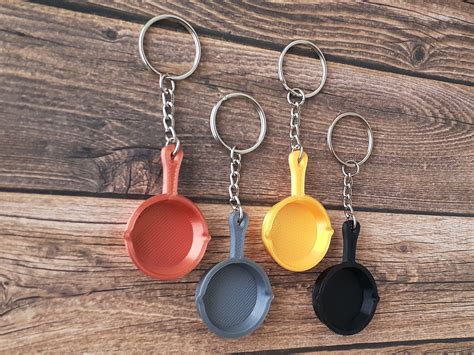 Frying Pan Keychain Copper Silver Gold Black Custom Colours Etsy