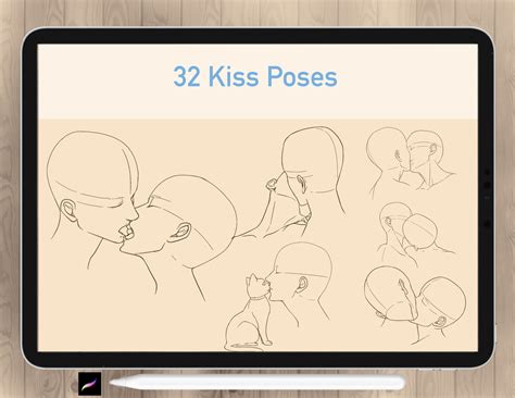 33 Procreate NSFW Manga Kiss Poses, Procreate Anime Couple Poses Stamps