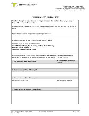 Fillable Online Request To Access Personal Data Fax Email Print PdfFiller