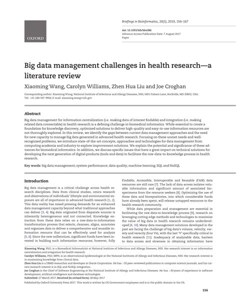 Pdf Big Data Management Challenges In Health Research