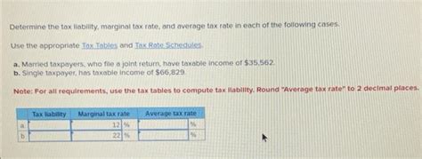 Solved Determine The Tax Liability Marginal Tax Rate And