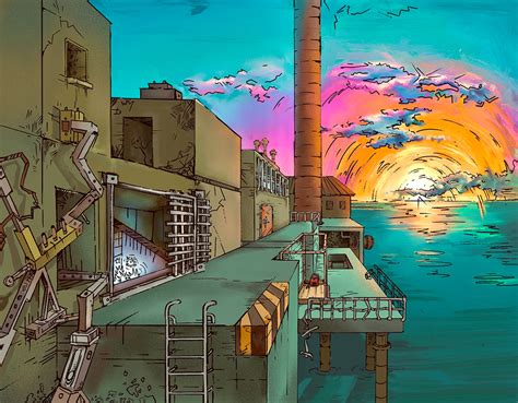 Abandoned factory illustration on Behance