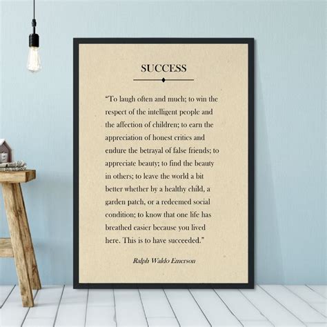 Ralph Waldo Emerson Success Quote Poster Jonell Macias