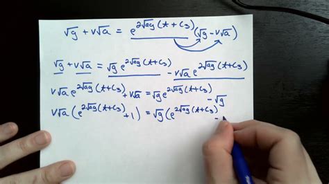 Calculus Solving A Differential Equation Dv Dt G Av V Youtube