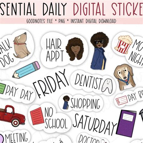 Essential Digital Stickers For Goodnotes Cute Daily Etsy