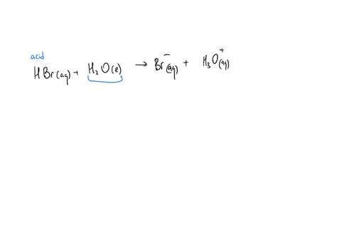 Solved What Is Water In The Following Reaction Hbr H2o ⇌ Br 1 H3o