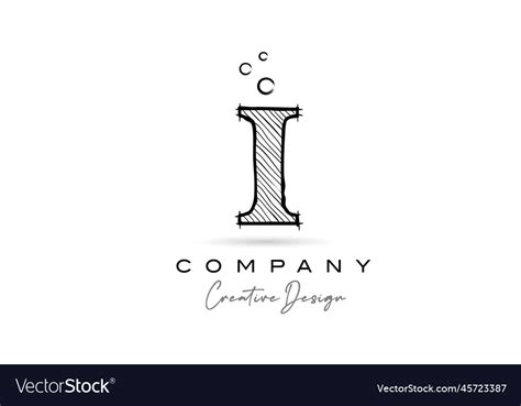 I black white alphabet letter logo icon Royalty Free Vector