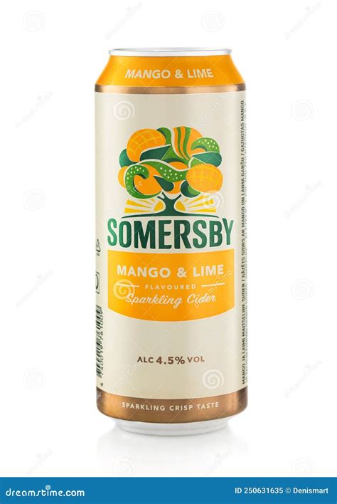 London Uk January 22 2022 Mango And Lime Sparkling Cider By Somersby On White Background