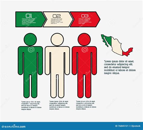 Infographic For Mexico Detailed Map Of Mexico With Flag Cartoon Vector