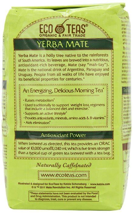 Eco Teas Organic Yerba Mate Unsmoked Loose Ounces Pack Of N